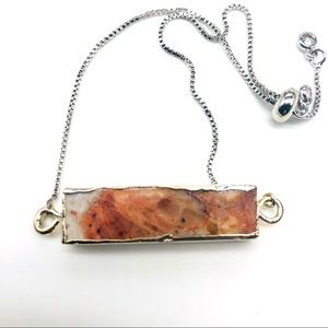 Mexican Agate Silver Crystal Boho Bracelet